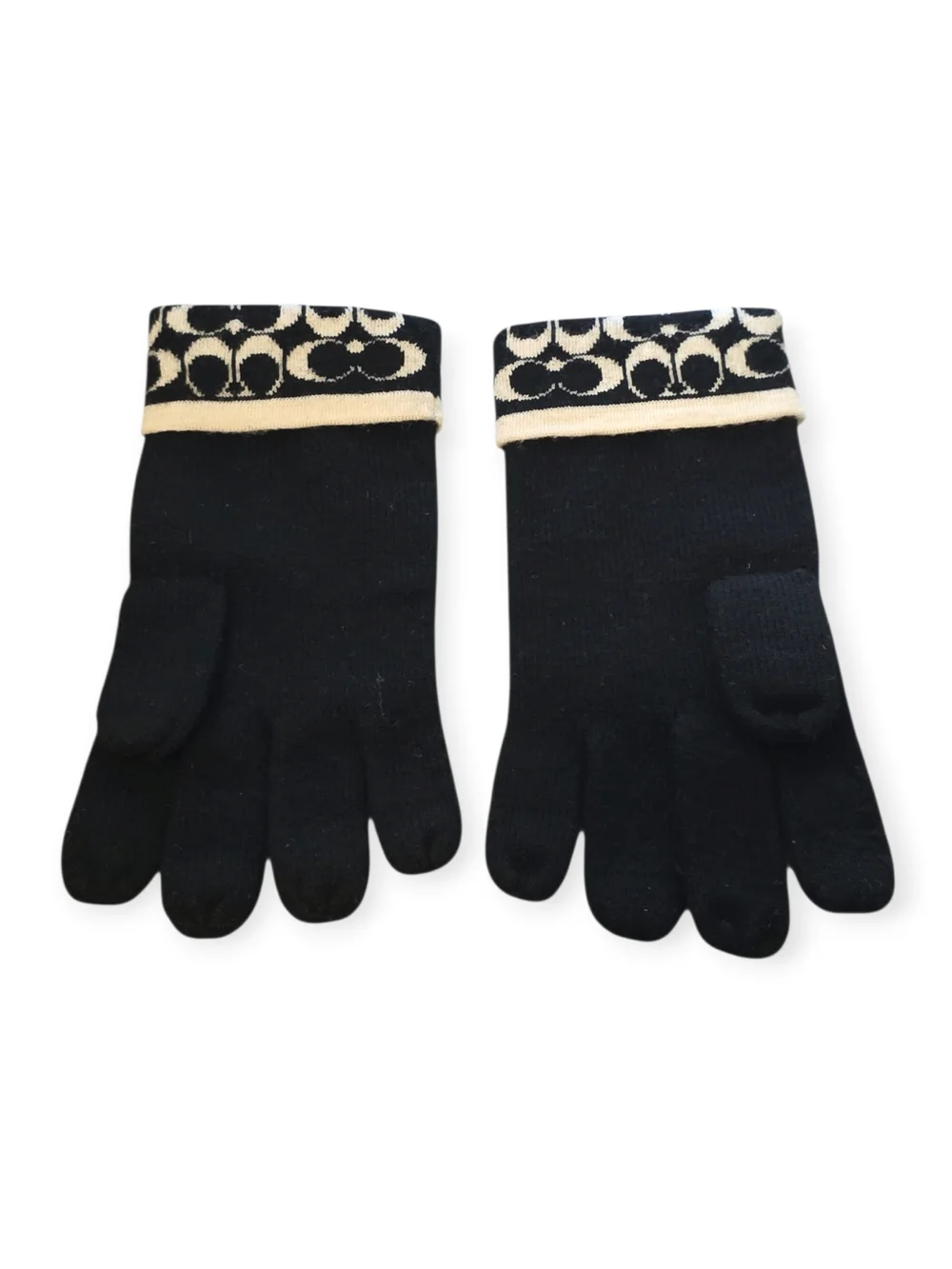 Women's NWOT Coach Signature 100% merino wool gloves, one size